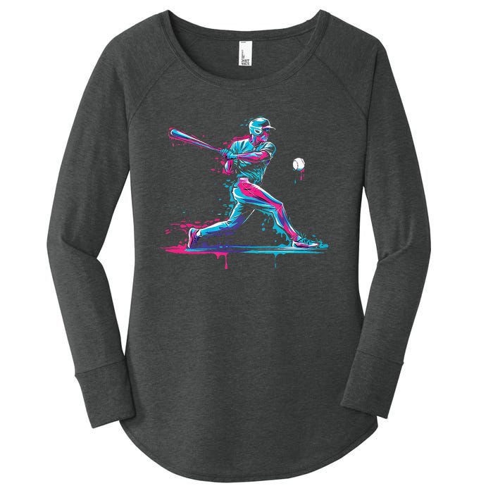 Baseball Player Baseball Drip For Ice Cream Women's Perfect Tri Tunic Long Sleeve Shirt