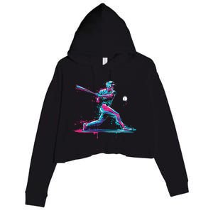 Baseball Player Baseball Drip For Ice Cream Crop Fleece Hoodie