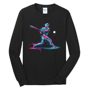 Baseball Player Baseball Drip For Ice Cream Tall Long Sleeve T-Shirt