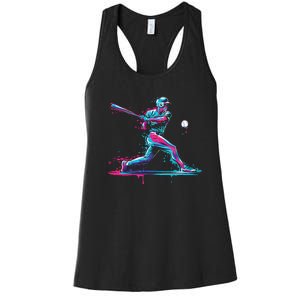 Baseball Player Baseball Drip For Ice Cream Women's Racerback Tank