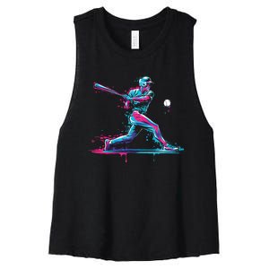 Baseball Player Baseball Drip For Ice Cream Women's Racerback Cropped Tank