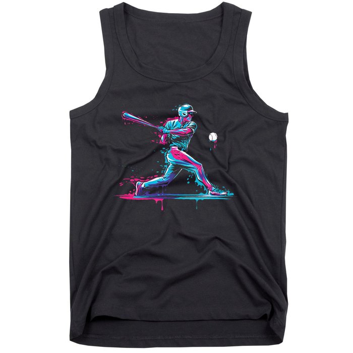 Baseball Player Baseball Drip For Ice Cream Tank Top