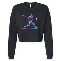 Baseball Player Baseball Drip For Ice Cream Cropped Pullover Crew