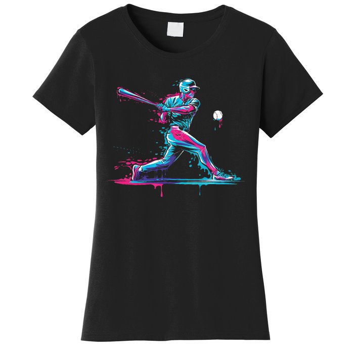 Baseball Player Baseball Drip For Ice Cream Women's T-Shirt