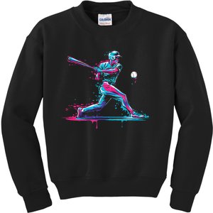 Baseball Player Baseball Drip For Ice Cream Kids Sweatshirt