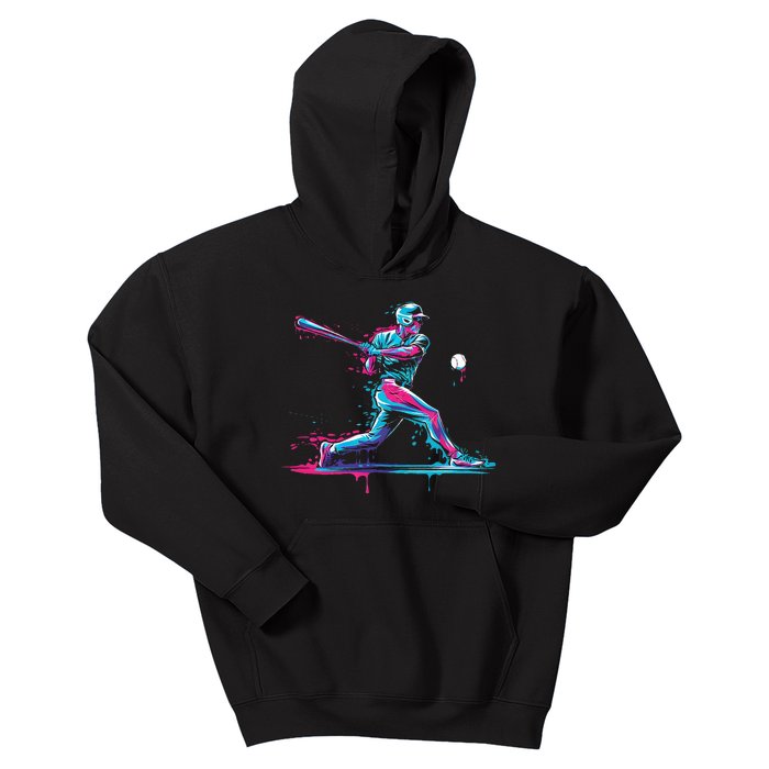 Baseball Player Baseball Drip For Ice Cream Kids Hoodie