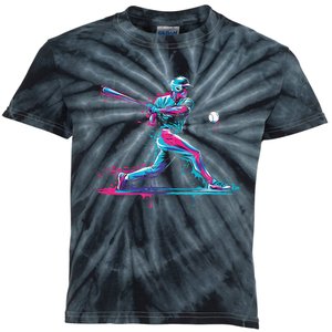 Baseball Player Baseball Drip For Ice Cream Kids Tie-Dye T-Shirt