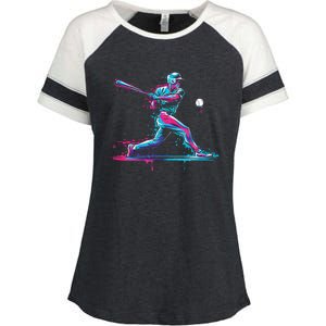 Baseball Player Baseball Drip For Ice Cream Enza Ladies Jersey Colorblock Tee