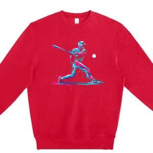 Baseball Player Baseball Drip For Ice Cream Premium Crewneck Sweatshirt