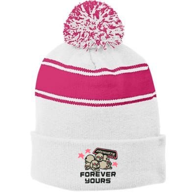 Broken Planet Brknhrts Forever Yours Stripe Pom Pom Beanie