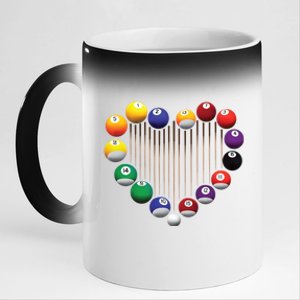 Billiard Pool Billiard Ball Billiard Player Lover Heart Men Gift 11oz Black Color Changing Mug