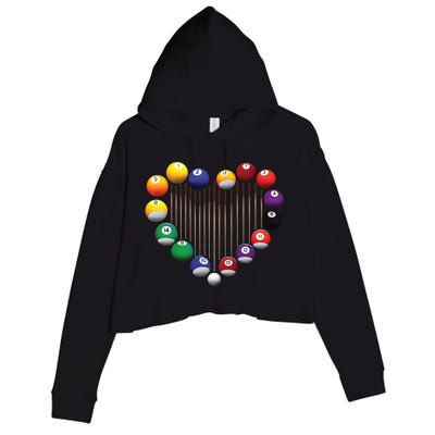 Billiard Pool Billiard Ball Billiard Player Lover Heart Men Gift Crop Fleece Hoodie