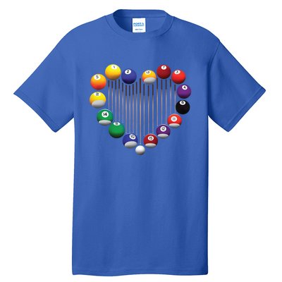 Billiard Pool Billiard Ball Billiard Player Lover Heart Men Gift Tall T-Shirt