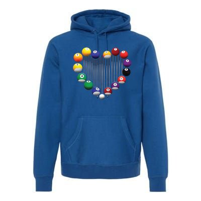 Billiard Pool Billiard Ball Billiard Player Lover Heart Men Gift Premium Hoodie