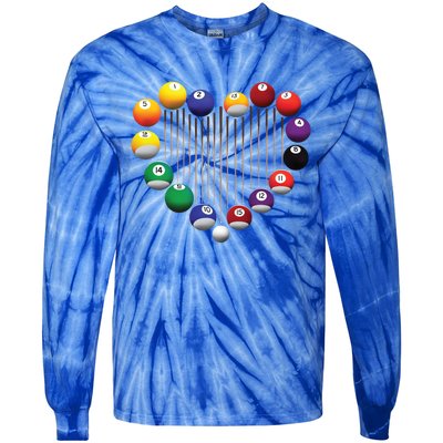 Billiard Pool Billiard Ball Billiard Player Lover Heart Men Gift Tie-Dye Long Sleeve Shirt