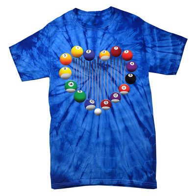 Billiard Pool Billiard Ball Billiard Player Lover Heart Men Gift Tie-Dye T-Shirt