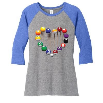 Billiard Pool Billiard Ball Billiard Player Lover Heart Men Gift Women's Tri-Blend 3/4-Sleeve Raglan Shirt