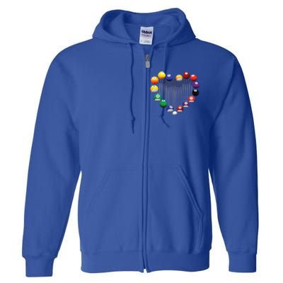 Billiard Pool Billiard Ball Billiard Player Lover Heart Men Gift Full Zip Hoodie