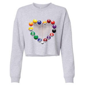 Billiard Pool Billiard Ball Billiard Player Lover Heart Men Gift Cropped Pullover Crew