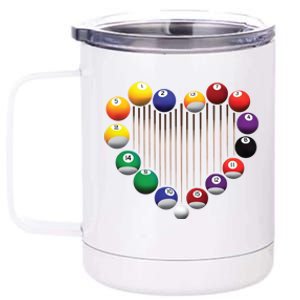 Billiard Pool Billiard Ball Billiard Player Lover Heart Men Gift 12 oz Stainless Steel Tumbler Cup