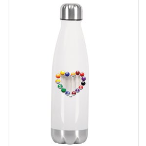 Billiard Pool Billiard Ball Billiard Player Lover Heart Men Gift Stainless Steel Insulated Water Bottle