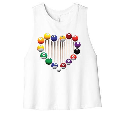 Billiard Pool Billiard Ball Billiard Player Lover Heart Men Gift Women's Racerback Cropped Tank