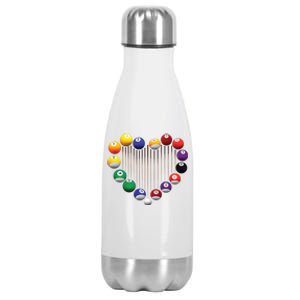 Billiard Pool Billiard Ball Billiard Player Lover Heart Men Gift Stainless Steel Insulated Water Bottle