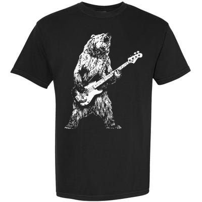 Bear Playing Bass Guitar Bear Retro Music Lovers Garment-Dyed Heavyweight T-Shirt