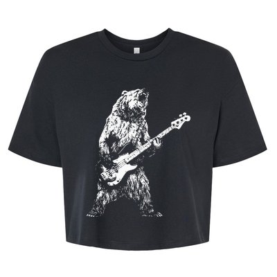 Bear Playing Bass Guitar Bear Retro Music Lovers Bella+Canvas Jersey Crop Tee