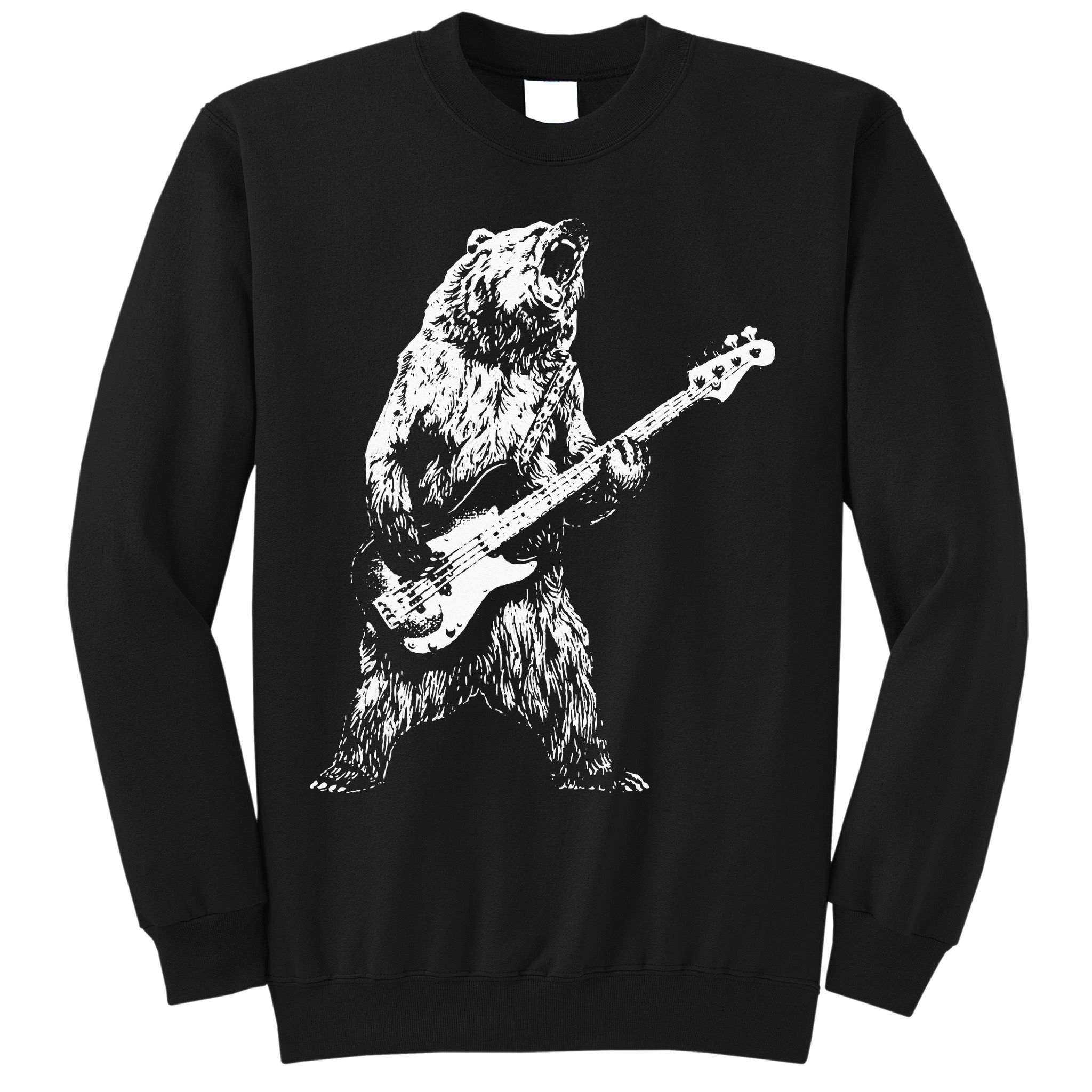 Bear Playing Bass Guitar Bear Retro Music Lovers Sweatshirt
