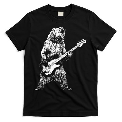 Bear Playing Bass Guitar Bear Retro Music Lovers T-Shirt