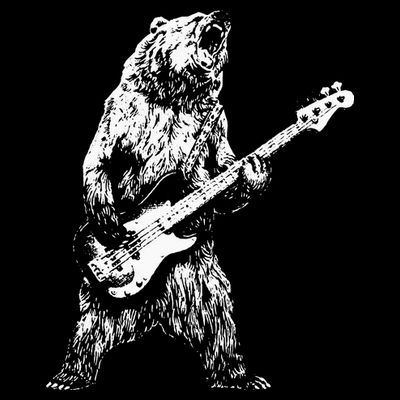 Bear Playing Bass Guitar Bear Retro Music Lovers T-Shirt