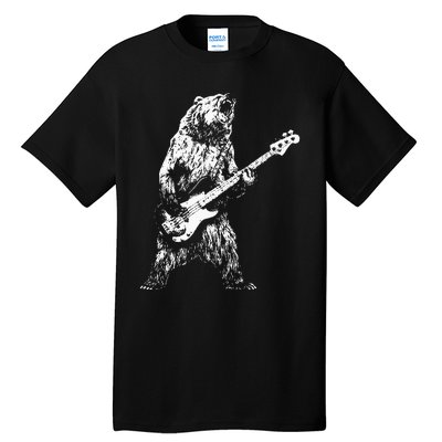 Bear Playing Bass Guitar Bear Retro Music Lovers Tall T-Shirt