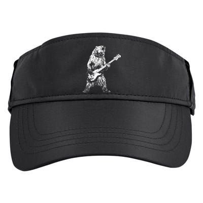 Bear Playing Bass Guitar Bear Retro Music Lovers Adult Drive Performance Visor