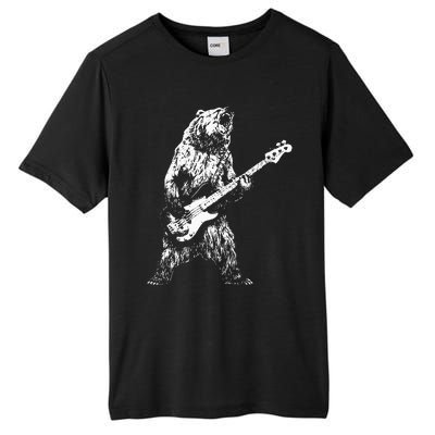 Bear Playing Bass Guitar Bear Retro Music Lovers Tall Fusion ChromaSoft Performance T-Shirt