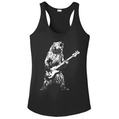 Bear Playing Bass Guitar Bear Retro Music Lovers Ladies PosiCharge Competitor Racerback Tank