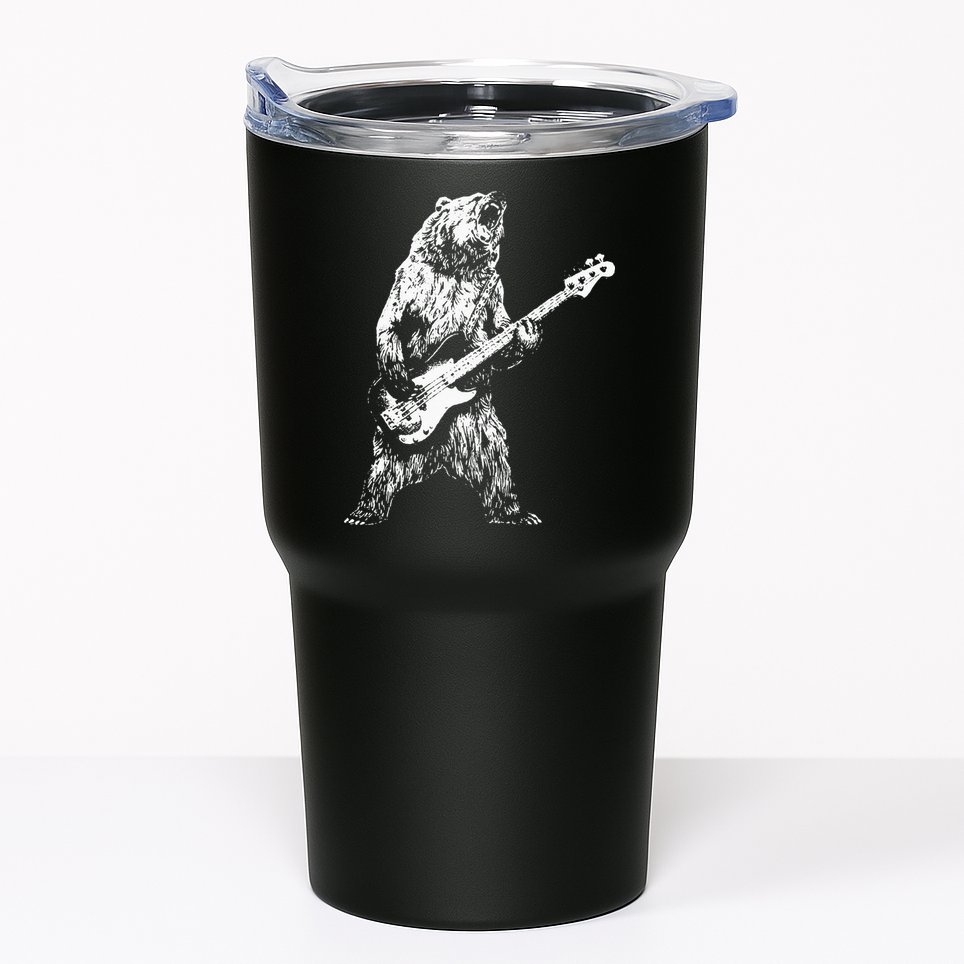 Bear Playing Bass Guitar Bear Retro Music Lovers Tumbler