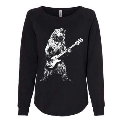 Bear Playing Bass Guitar Bear Retro Music Lovers Womens California Wash Sweatshirt