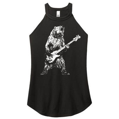 Bear Playing Bass Guitar Bear Retro Music Lovers Women’s Perfect Tri Rocker Tank