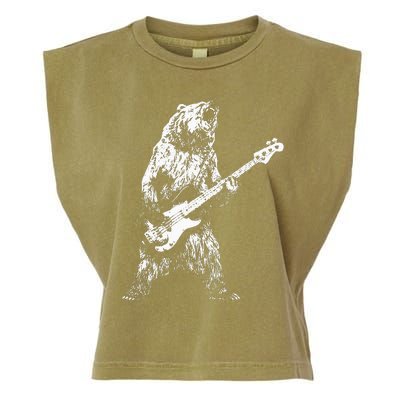 Bear Playing Bass Guitar Bear Retro Music Lovers Garment-Dyed Women's Muscle Tee