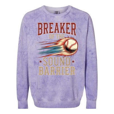 Baseball Pitcher Batter Funny Breaker Of The Sound Barrier Colorblast Crewneck Sweatshirt