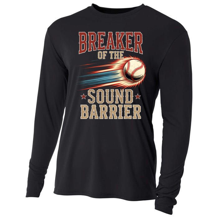 Baseball Pitcher Batter Funny Breaker Of The Sound Barrier Cooling Performance Long Sleeve Crew