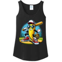 Banana Playing Baseball Funny Fruit Lover Ladies Essential Tank