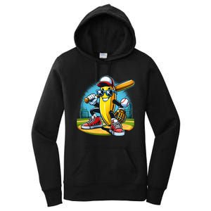 Banana Playing Baseball Funny Fruit Lover Women's Pullover Hoodie