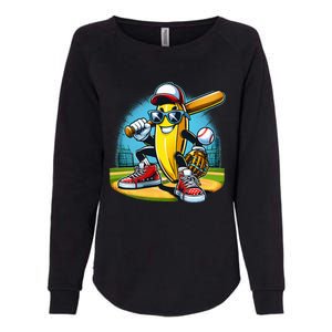 Banana Playing Baseball Funny Fruit Lover Womens California Wash Sweatshirt