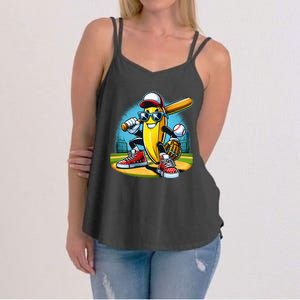 Banana Playing Baseball Funny Fruit Lover Women's Strappy Tank