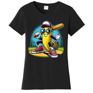 Banana Playing Baseball Funny Fruit Lover Women's T-Shirt