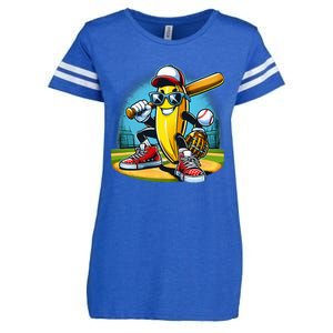 Banana Playing Baseball Funny Fruit Lover Enza Ladies Jersey Football T-Shirt