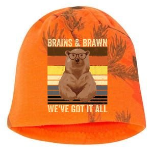 Bear Pride Brains And Brawn Gay Bear Brotherhood Funny Gift Kati - Camo Knit Beanie