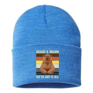 Bear Pride Brains And Brawn Gay Bear Brotherhood Funny Gift Sustainable Knit Beanie